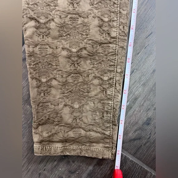 Free People Olive Green Victorian/Gothic Patterned Ankle Jeans - Picture 13 of 15